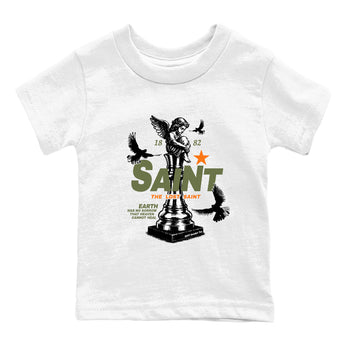 Sneaker match tees – Sneaker Tees To Match Undefeated inspired colorways Air Jordan 4 OG Olive Shoes  – The Lost Saint Kids T-Shirt White 2