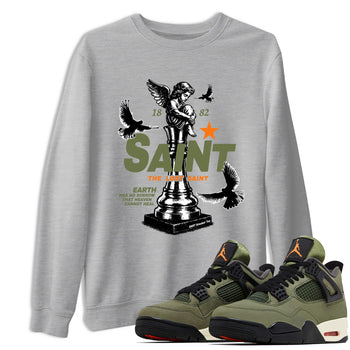 Sneaker match tees – Sneaker Tees To Match Undefeated inspired colorways Air Jordan 4 OG Olive Shoes  – The Lost Saint Tee Heather Grey 1