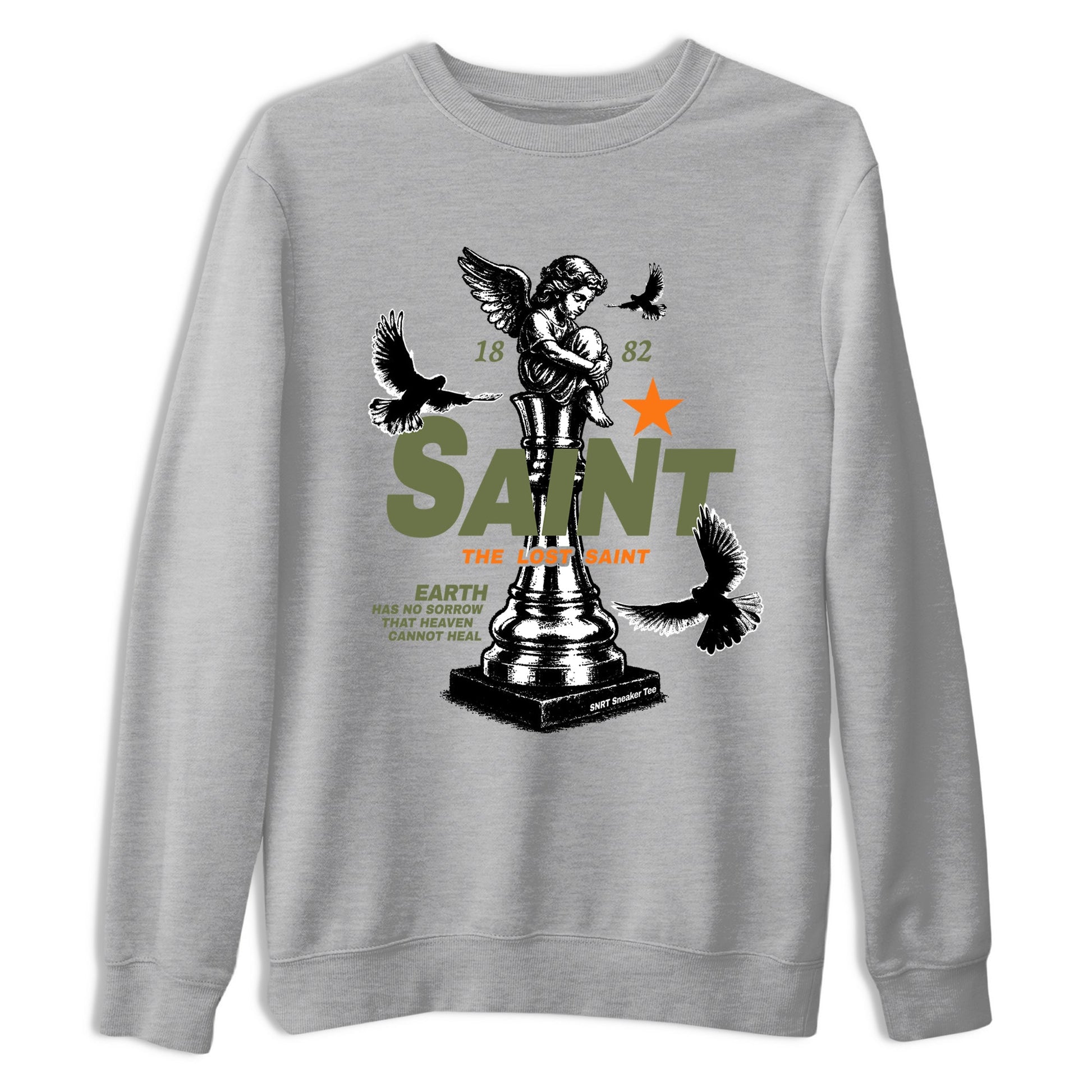 Sneaker match tees – Sneaker Tees To Match Undefeated inspired colorways Air Jordan 4 OG Olive Shoes  – The Lost Saint Tee Heather Grey 2