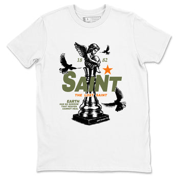 Sneaker match tees – Sneaker Tees To Match Undefeated inspired colorways Air Jordan 4 OG Olive Shoes  – The Lost Saint Tee White 2