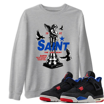 The Lost Saint sneaker match t-shirt styled to complete your fit with the Air Jordan 4 Rare Air sneakers, shown in Heather Grey 1.
