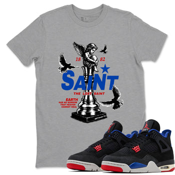 The Lost Saint sneaker match t-shirt styled to complete your fit with the Air Jordan 4 Rare Air sneakers, shown in Heather Grey 1.
