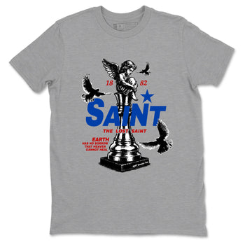 The Lost Saint sneaker match t-shirt styled to complete your fit with the Air Jordan 4 Rare Air sneakers, shown in Heather Grey 2.