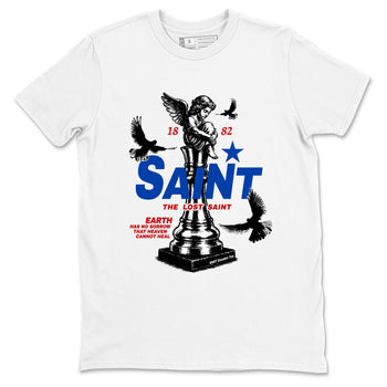 The Lost Saint sneaker match t-shirt styled to complete your fit with the Air Jordan 4 Rare Air sneakers, shown in White 2.