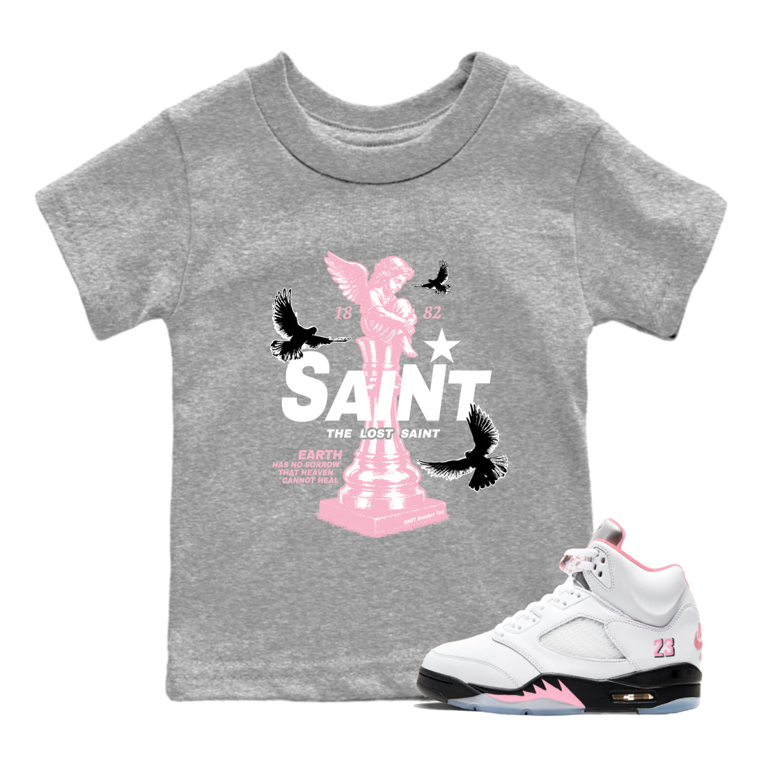 Sneaker Threads – Sneaker Threads To Match Air Jordan 5 35th Anniversary Shoes – The Lost Saint Kids T-Shirt Heather Grey 1