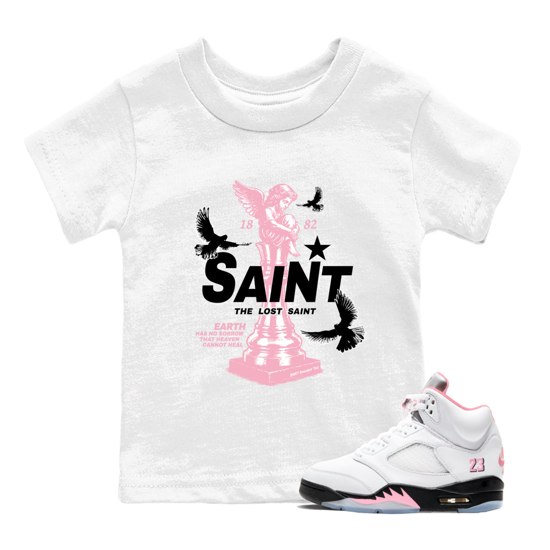 Sneaker Threads – Sneaker Threads To Match Air Jordan 5 35th Anniversary Shoes – The Lost Saint Kids T-Shirt White 1