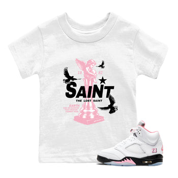 Sneaker Threads – Sneaker Threads To Match Air Jordan 5 35th Anniversary Shoes – The Lost Saint Kids T-Shirt White 1