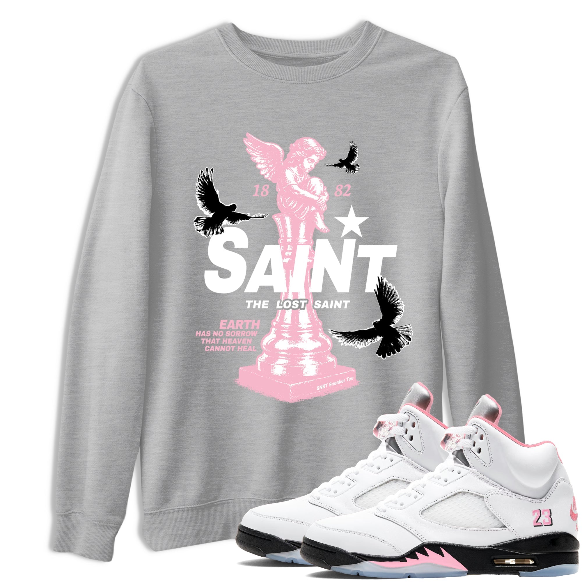 Sneaker Threads – Sneaker Threads To Match Air Jordan 5 35th Anniversary Shoes – The Lost Saint Tee Heather Grey 1