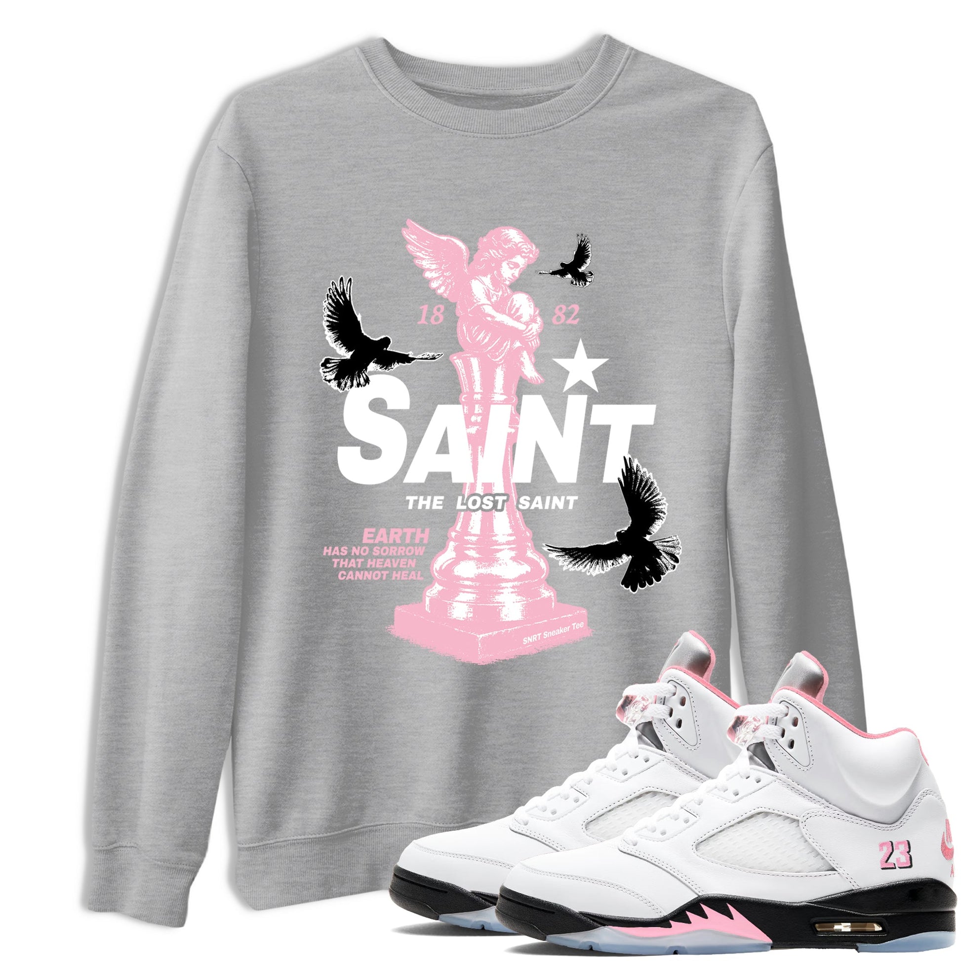 Sneaker Threads – Sneaker Threads To Match Air Jordan 5 35th Anniversary Shoes – The Lost Saint Tee Heather Grey 1