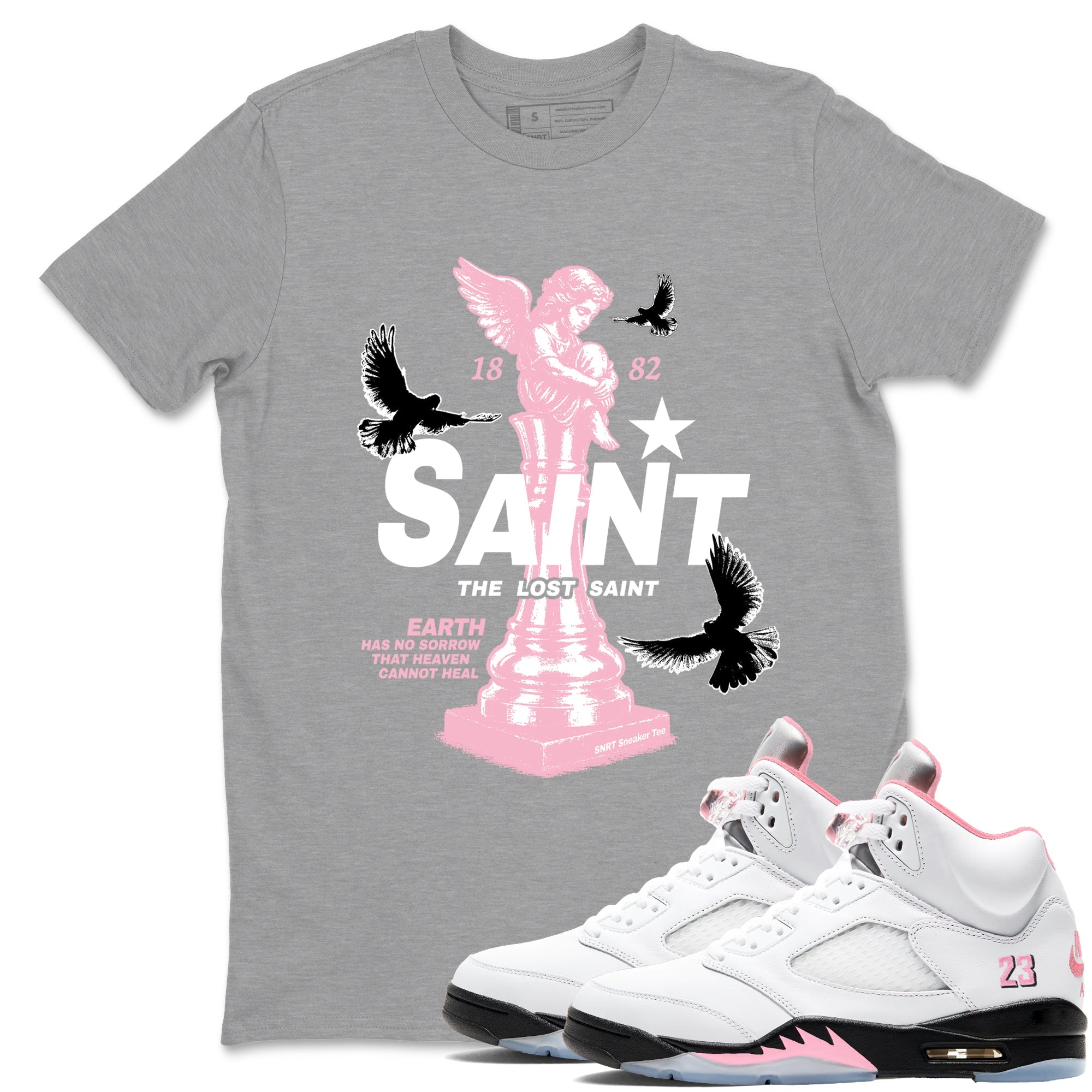 Sneaker Threads – Sneaker Threads To Match Air Jordan 5 35th Anniversary Shoes – The Lost Saint Tee Heather Grey 1