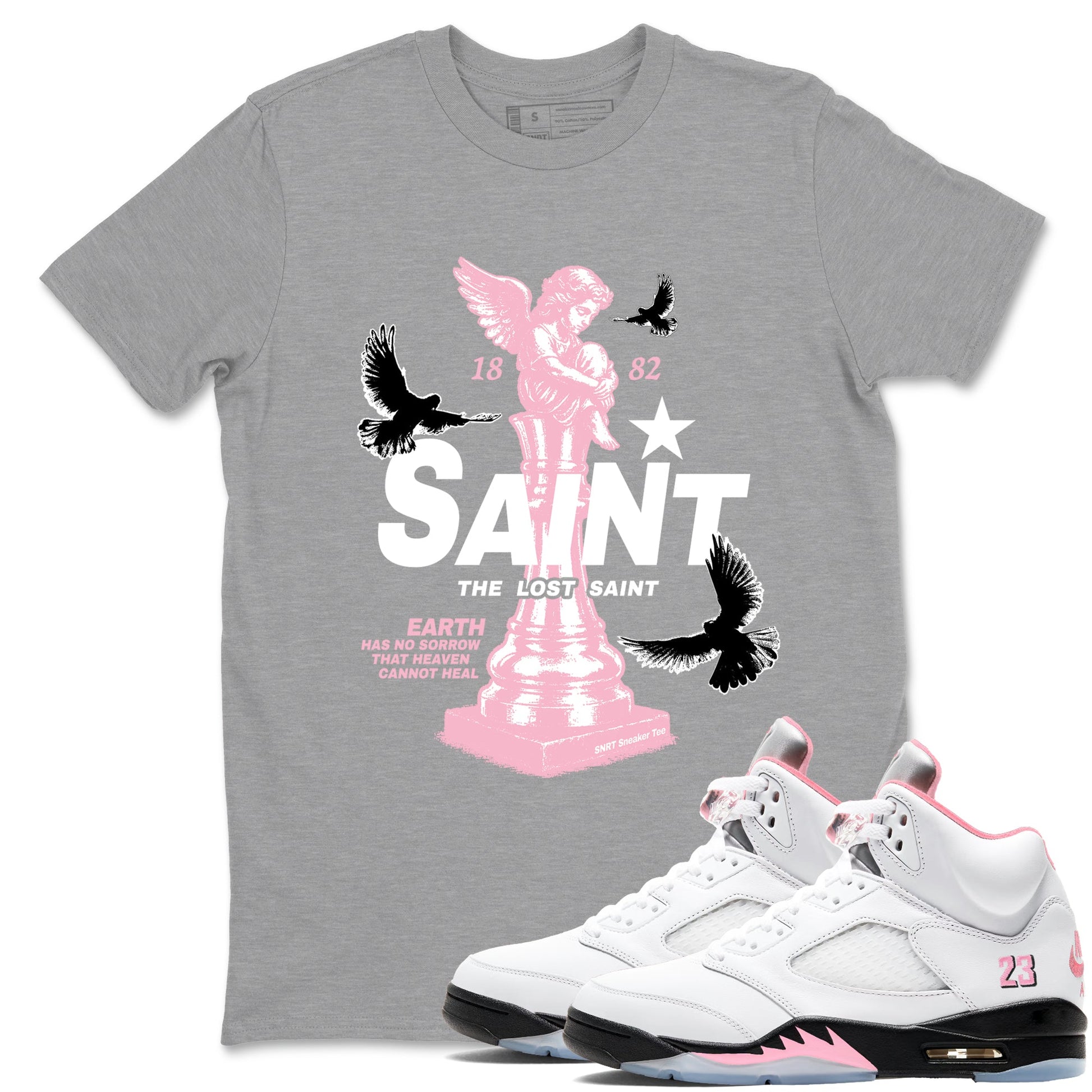 Sneaker Threads – Sneaker Threads To Match Air Jordan 5 35th Anniversary Shoes – The Lost Saint Tee Heather Grey 1