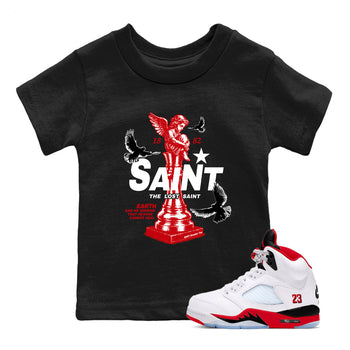 5s Fire Red Sneaker match tees – Sneaker Tees To Match Jordan 5 Retro Fire Red Sneakers – The Lost Saint Kids Graphic T-Shirt Black 1
