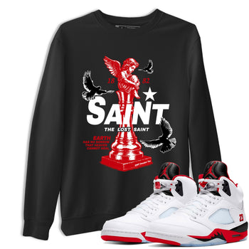 5s Fire Red Sneaker match tees – Sneaker Tees To Match Jordan 5 Retro Fire Red Sneakers – The Lost Saint Graphic Tee Black 1