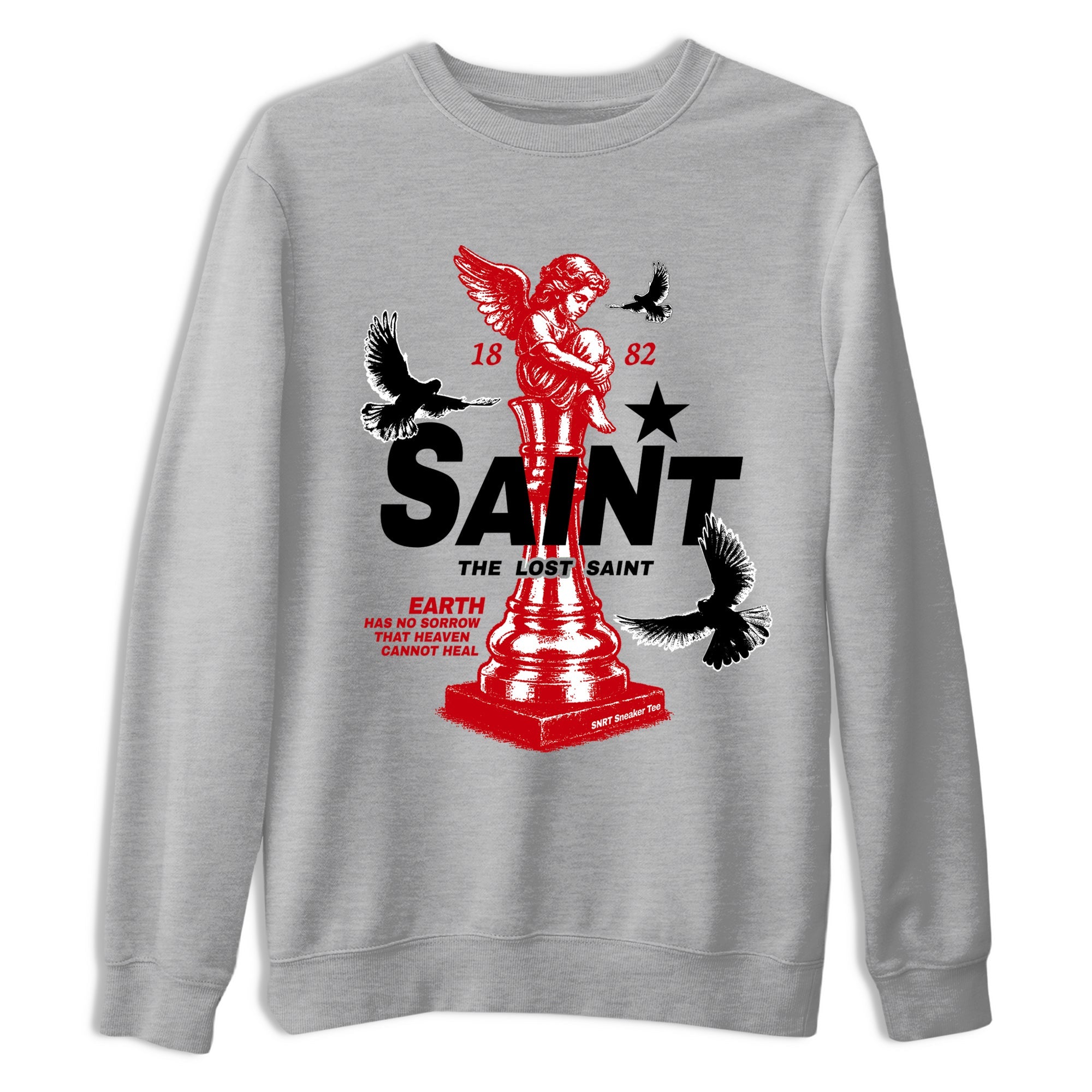 5s Fire Red Sneaker match tees – Sneaker Tees To Match Jordan 5 Retro Fire Red Sneakers – The Lost Saint Graphic Tee Heather Grey 2
