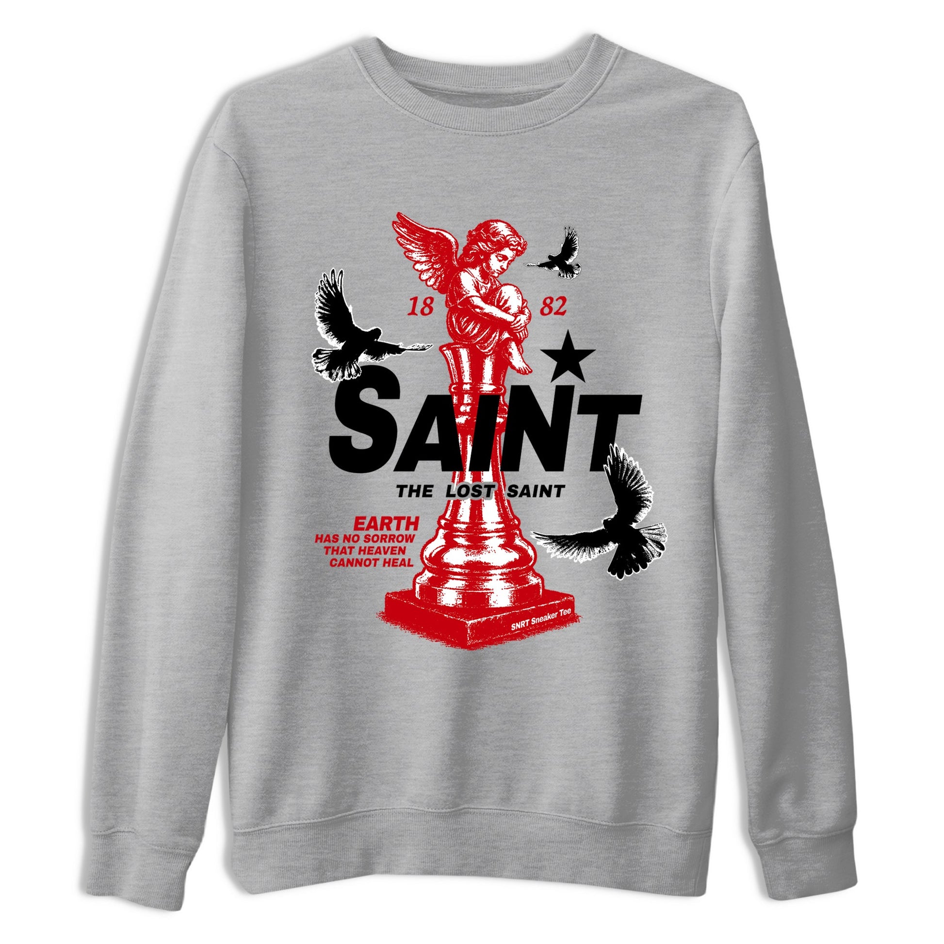 5s Fire Red Sneaker match tees – Sneaker Tees To Match Jordan 5 Retro Fire Red Sneakers – The Lost Saint Graphic Tee Heather Grey 2