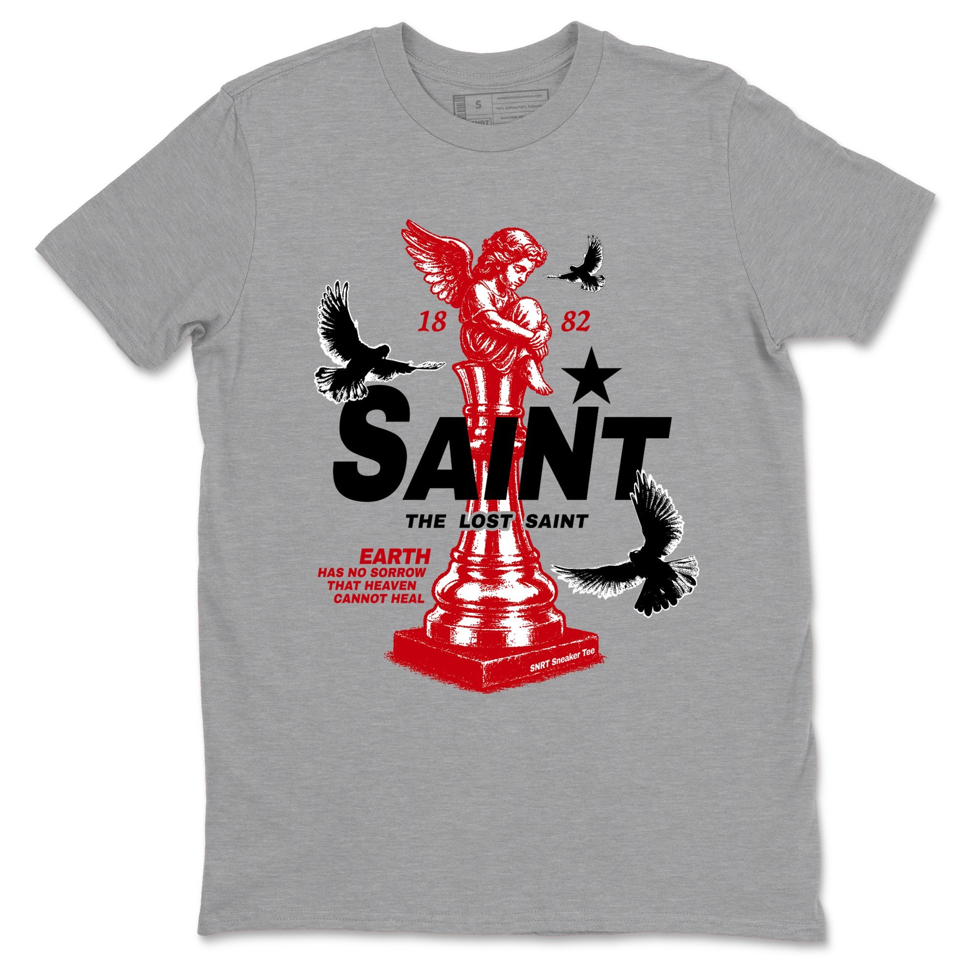 5s Fire Red Sneaker match tees – Sneaker Tees To Match Jordan 5 Retro Fire Red Sneakers – The Lost Saint Graphic Tee Heather Grey 2