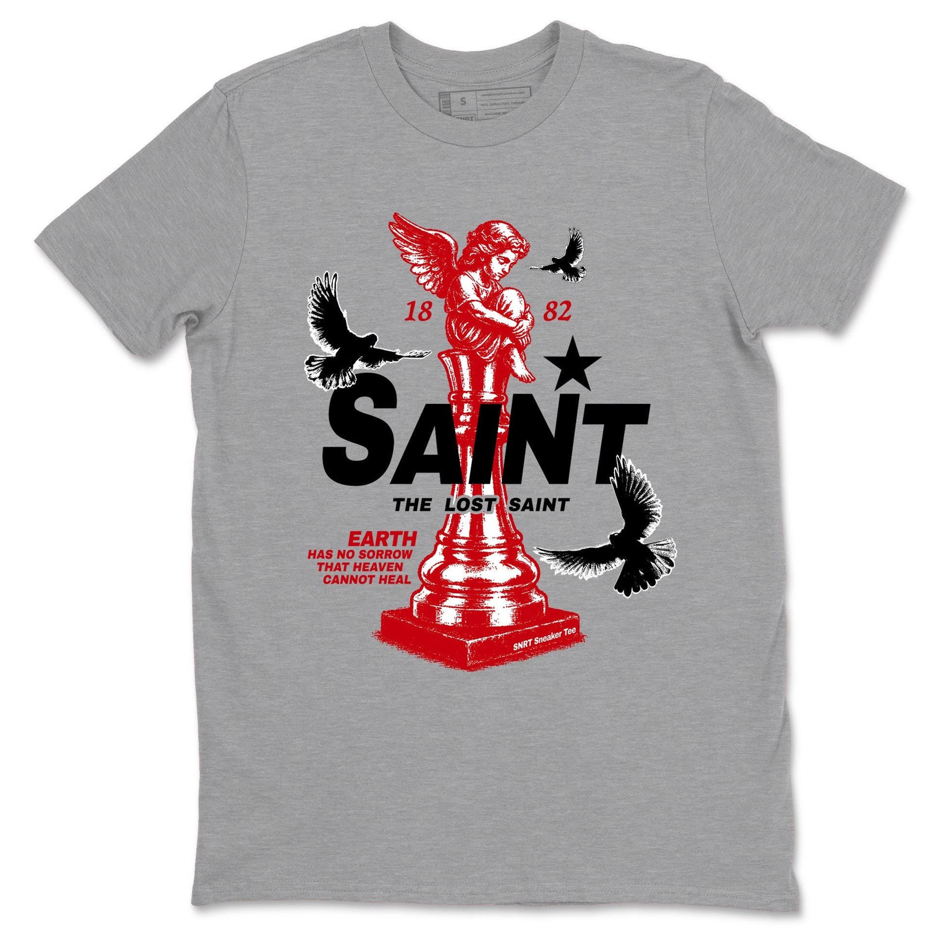 5s Fire Red Sneaker match tees – Sneaker Tees To Match Jordan 5 Retro Fire Red Sneakers – The Lost Saint Graphic Tee Heather Grey 2