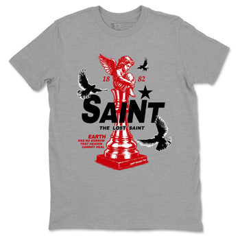 5s Fire Red Sneaker match tees – Sneaker Tees To Match Jordan 5 Retro Fire Red Sneakers – The Lost Saint Graphic Tee Heather Grey 2