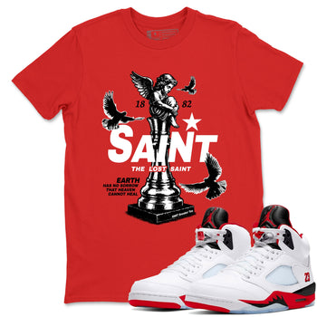 5s Fire Red Sneaker match tees – Sneaker Tees To Match Jordan 5 Retro Fire Red Sneakers – The Lost Saint Graphic Tee Red 1
