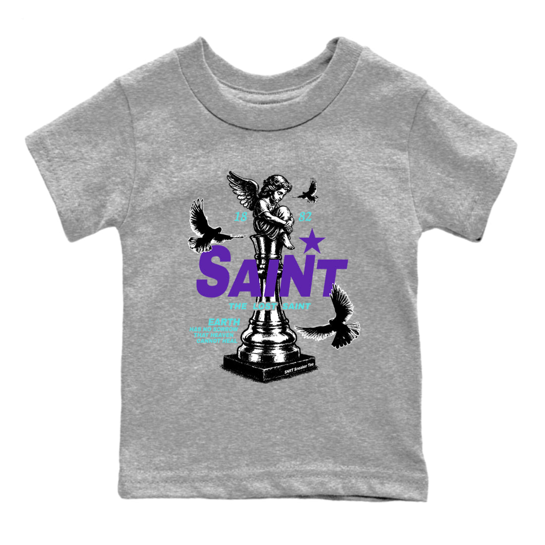 Air Jordan 5 Grape t-shirts to match jordans The Lost Saint sneaker match tees Air Jordan 5 Grape graphic tee for sneakerheads SNRT Sneaker Tees Youth Baby Heather Grey 2 tee