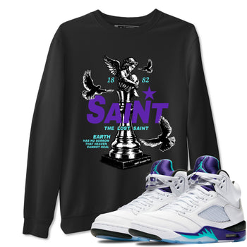 Air Jordan 5 Grape t-shirts to match jordans The Lost Saint sneaker match tees Air Jordan 5 Grape graphic tee for sneakerheads SNRT Sneaker Tees unisex cotton Black 1 shirts