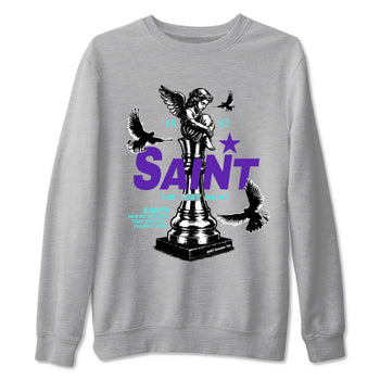 Air Jordan 5 Grape t-shirts to match jordans The Lost Saint sneaker match tees Air Jordan 5 Grape graphic tee for sneakerheads SNRT Sneaker Tees unisex cotton Heather Grey 2 shirts