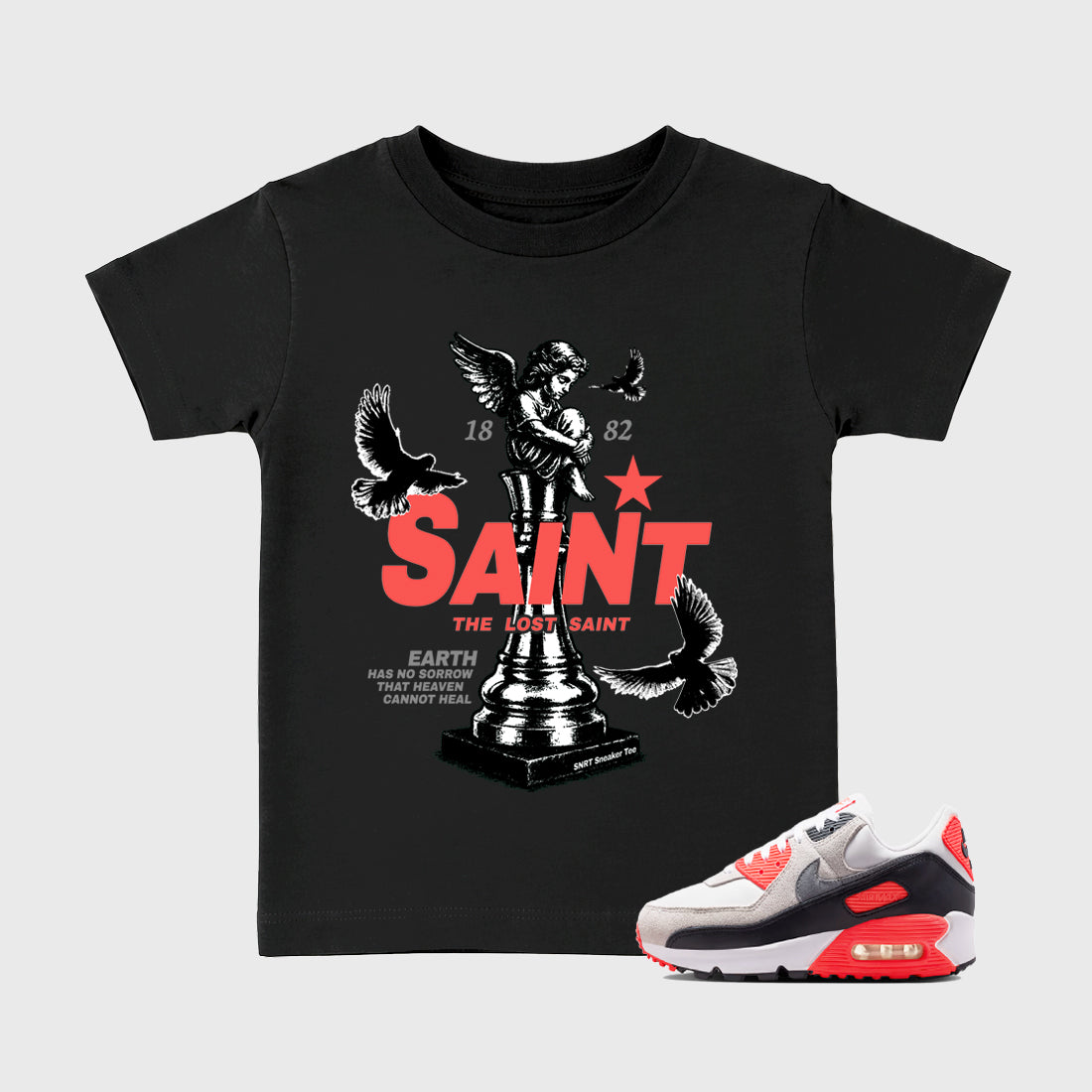 Sneaker match tees – Sneaker Tees To Match Air Max 90 Infrared Shoes – The Lost Saint Kids T-Shirt Black 1