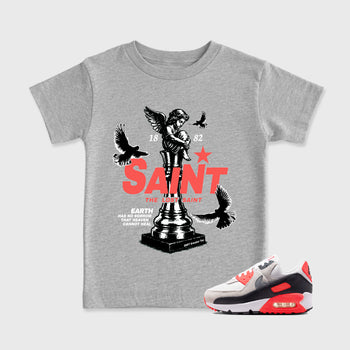 Sneaker match tees – Sneaker Tees To Match Air Max 90 Infrared Shoes – The Lost Saint Kids T-Shirt Heather Grey 1