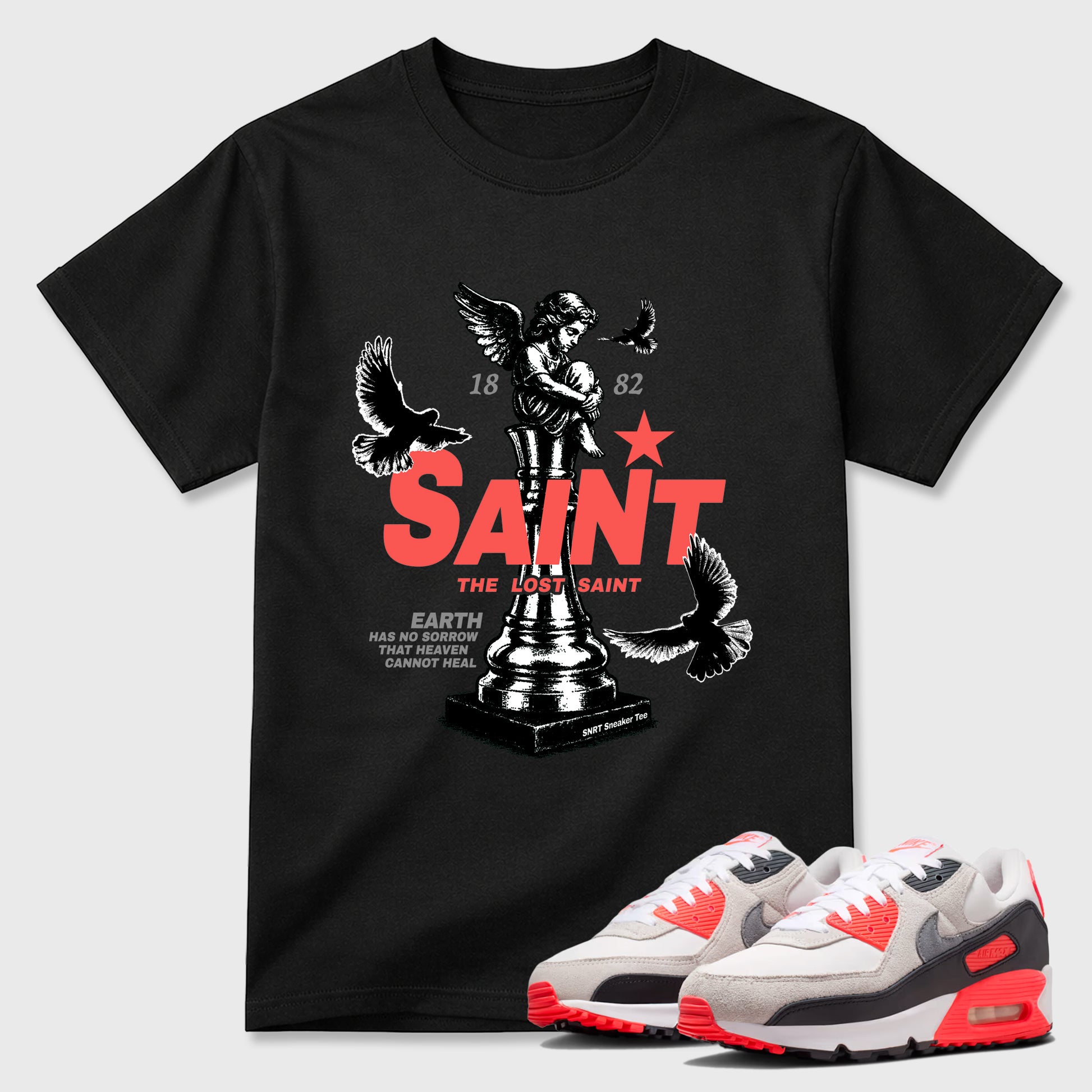 Sneaker match tees – Sneaker Tees To Match Air Max 90 Infrared Shoes – The Lost Saint Tee Black 1
