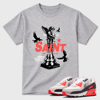 Sneaker match tees – Sneaker Tees To Match Air Max 90 Infrared Shoes – The Lost Saint Tee Heather Grey 1
