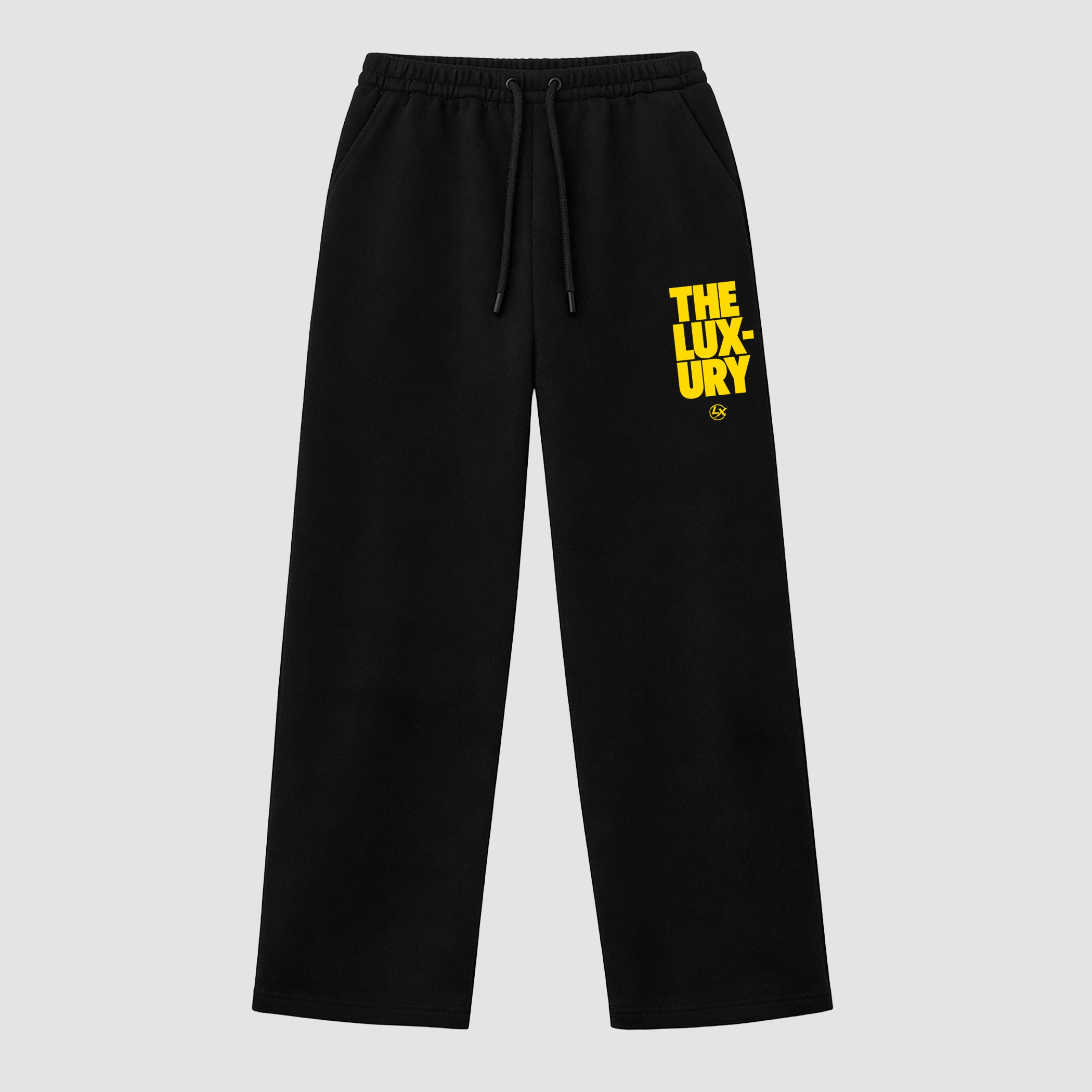 The Luxury graphic wide cut sweatpants designed to match the Air Jordan 4 Tour Yellow, featuring coordinated Black 1 options for a perfect streetwear vibe.