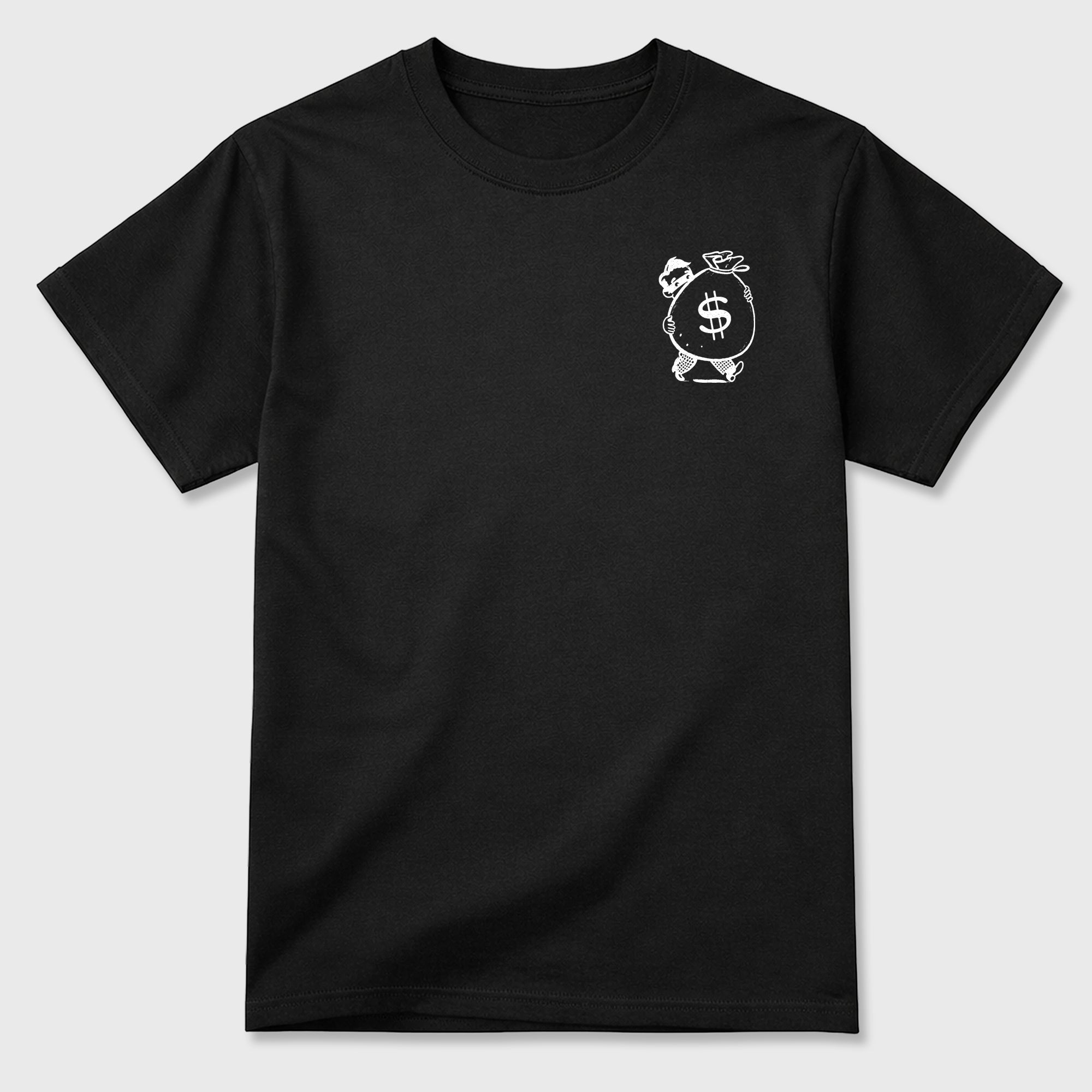 The Money Man Graphic T-Shirt featuring original streetwear artwork designed to match the . Black Graphic T-Shirt.