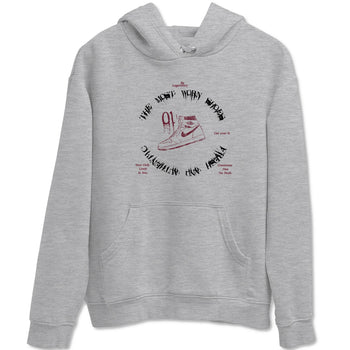 1s Metallic Burgundy shirts to match jordans The Most Worn Shoes sneaker match tees Jordan 1 Retro High '85 OG Metallic Burgundy SNRT Sneaker Tees streetwear brand Heather Grey 2 unisex cotton tee
