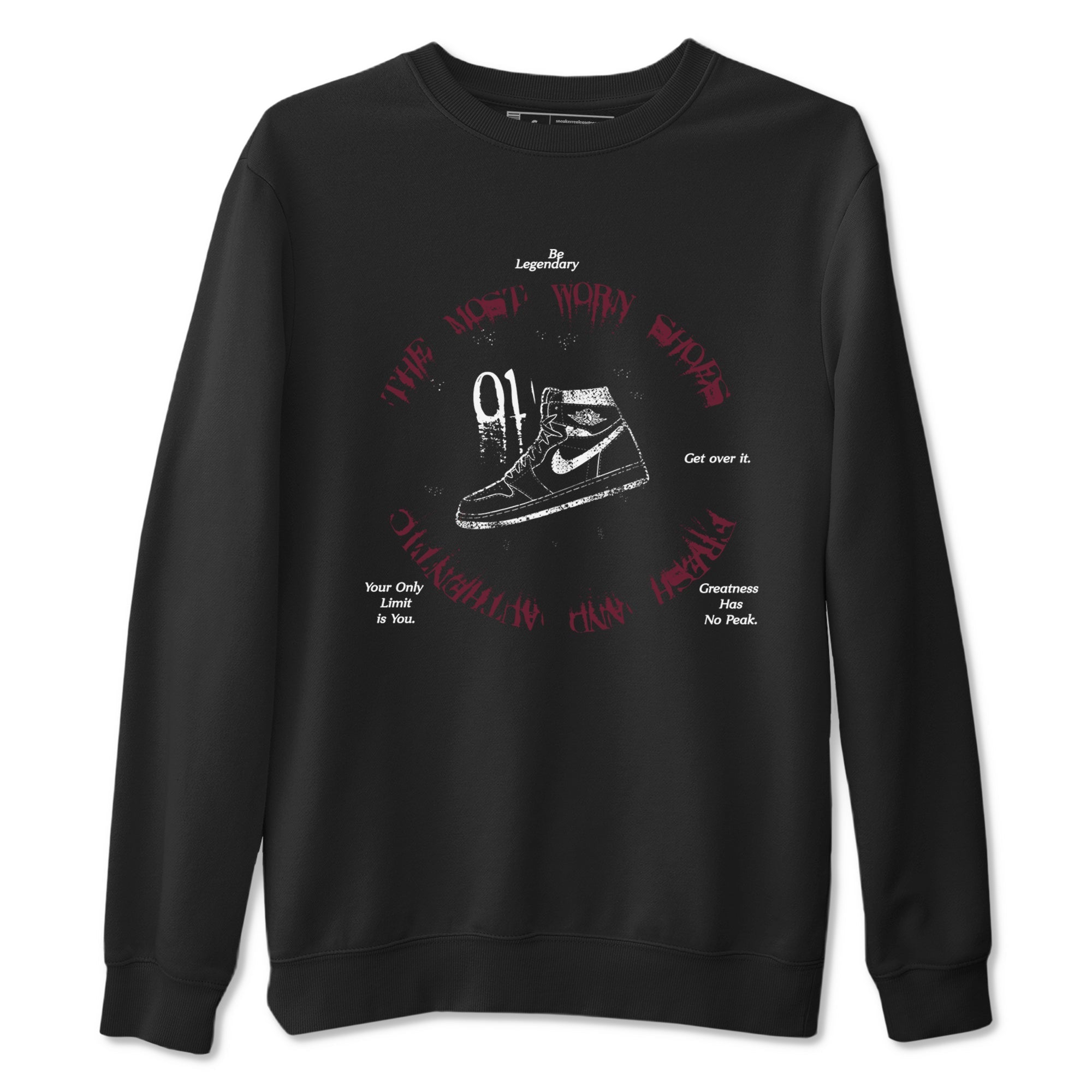1s Metallic Burgundy shirts to match jordans The Most Worn Shoes sneaker match tees Jordan 1 Retro High '85 OG Metallic Burgundy SNRT Sneaker Tees streetwear brand Black 2 unisex cotton tee