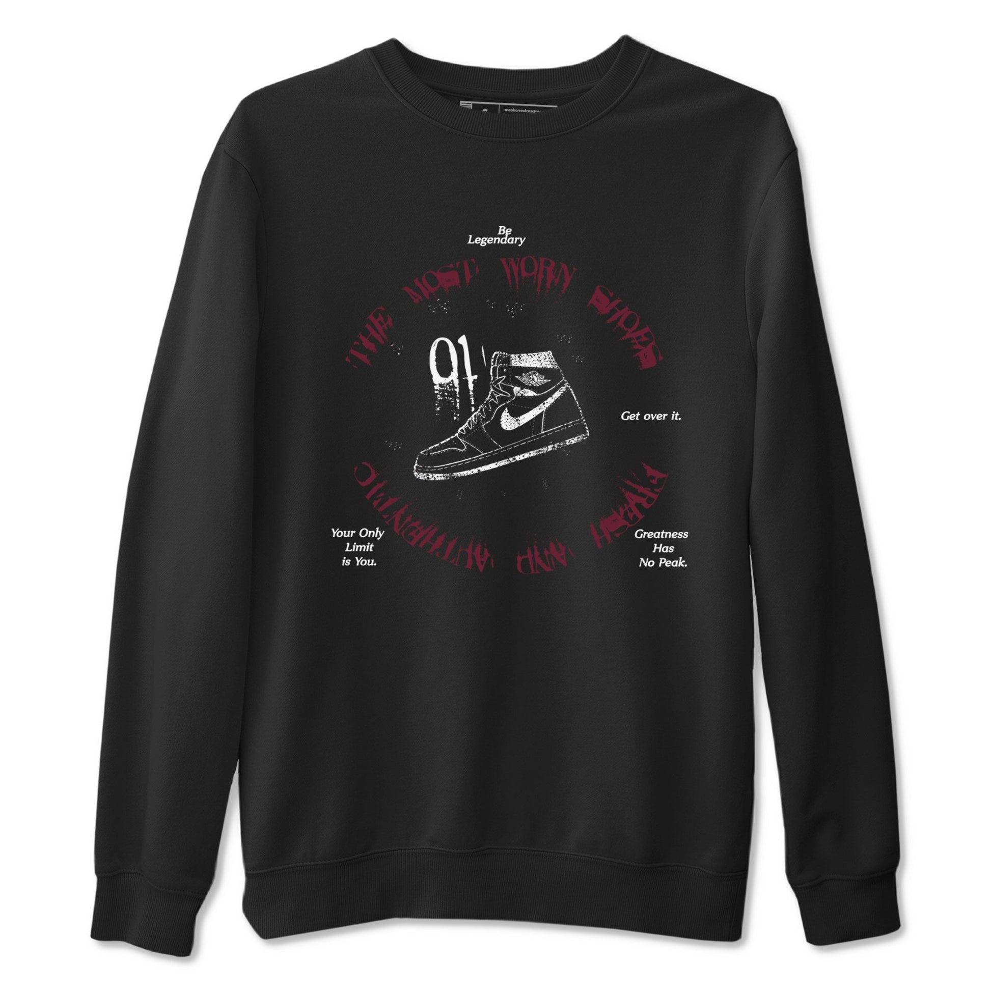 1s Metallic Burgundy shirts to match jordans The Most Worn Shoes sneaker match tees Jordan 1 Retro High '85 OG Metallic Burgundy SNRT Sneaker Tees streetwear brand Black 2 unisex cotton tee