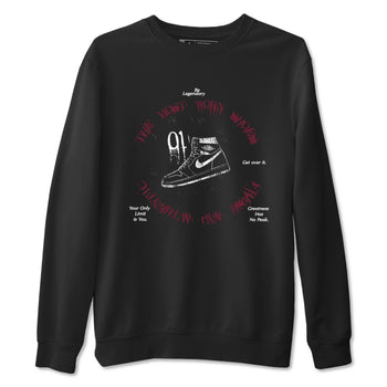 1s Metallic Burgundy shirts to match jordans The Most Worn Shoes sneaker match tees Jordan 1 Retro High '85 OG Metallic Burgundy SNRT Sneaker Tees streetwear brand Black 2 unisex cotton tee