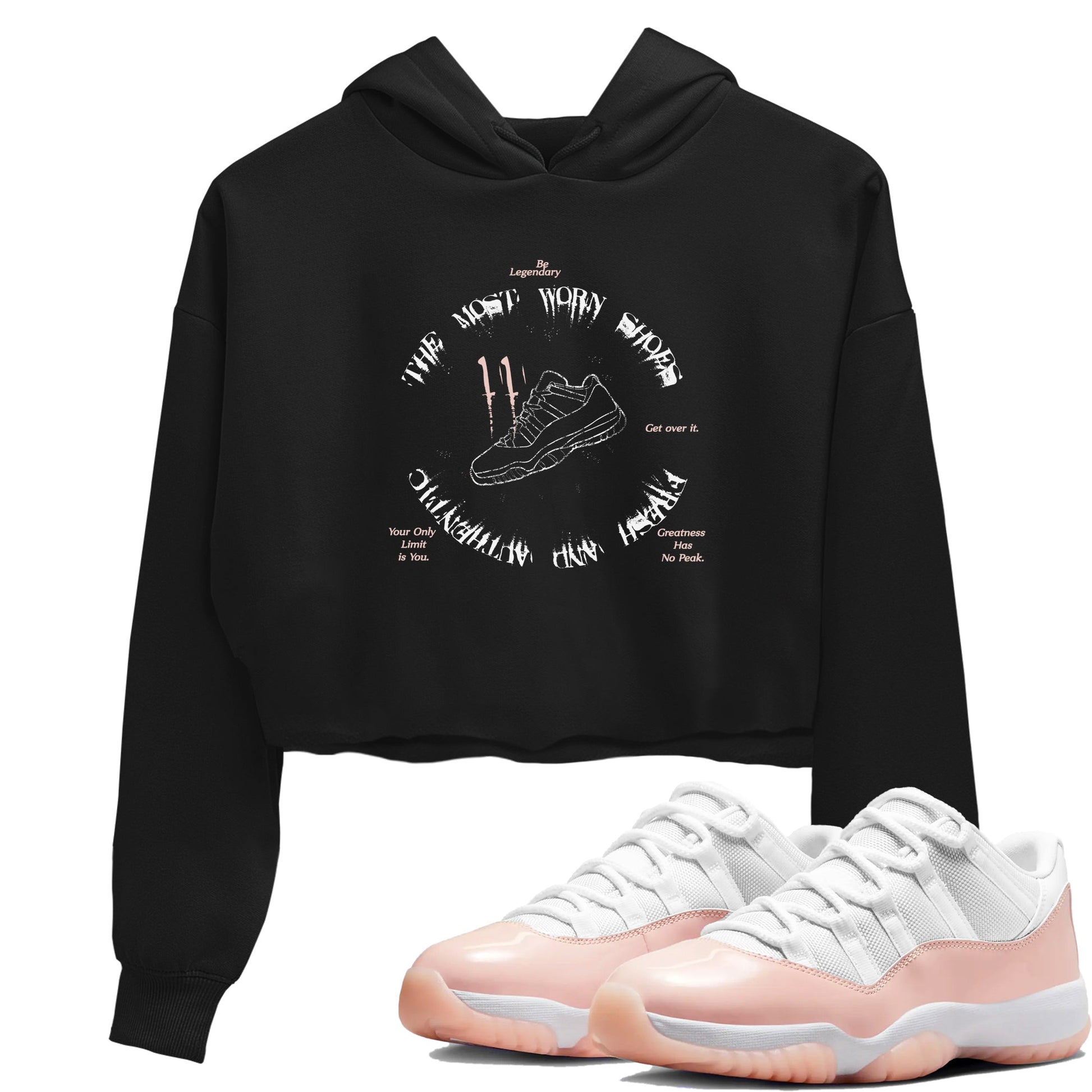 11s Legend Pink shirts to match jordans The Most Worn Shoes sneaker match tees Air Jordan 11 Legend Pink SNRT Sneaker Tees streetwear brand Black 1 crop tee