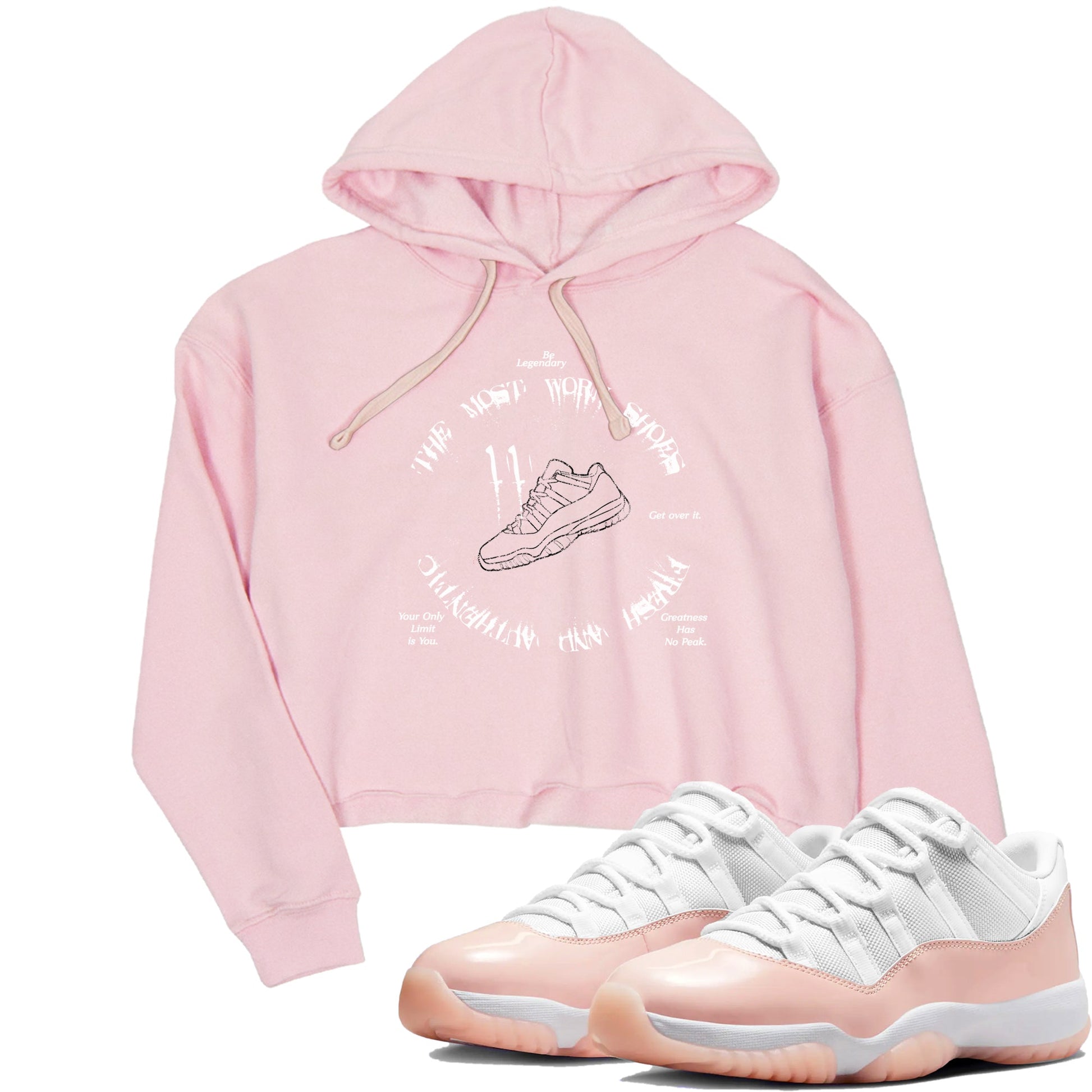 11s Legend Pink shirts to match jordans The Most Worn Shoes sneaker match tees Air Jordan 11 Legend Pink SNRT Sneaker Tees streetwear brand Pink 1 crop tee