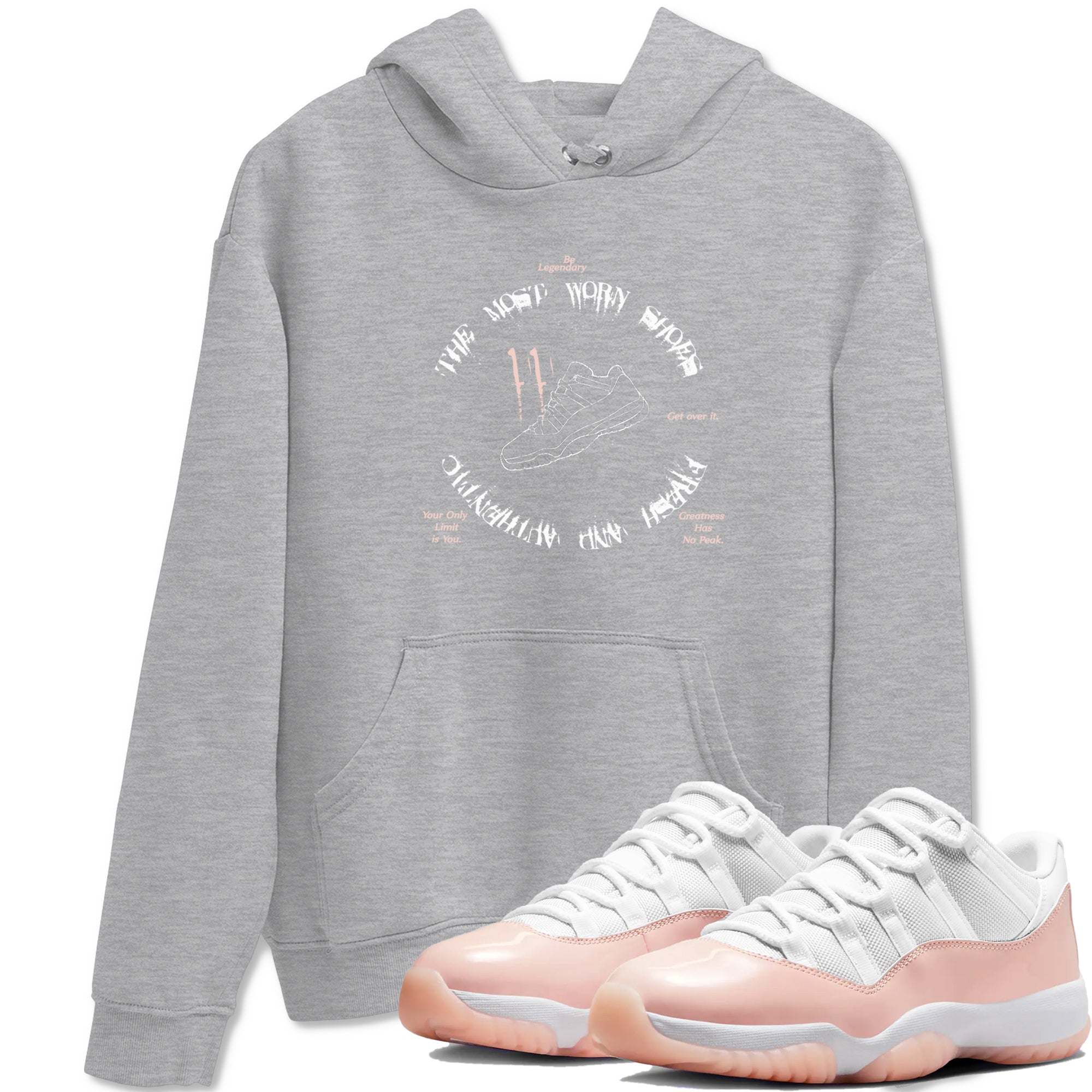 11s Legend Pink shirts to match jordans The Most Worn Shoes sneaker match tees Air Jordan 11 Legend Pink SNRT Sneaker Tees streetwear brand Heather Grey 1 unisex cotton tee