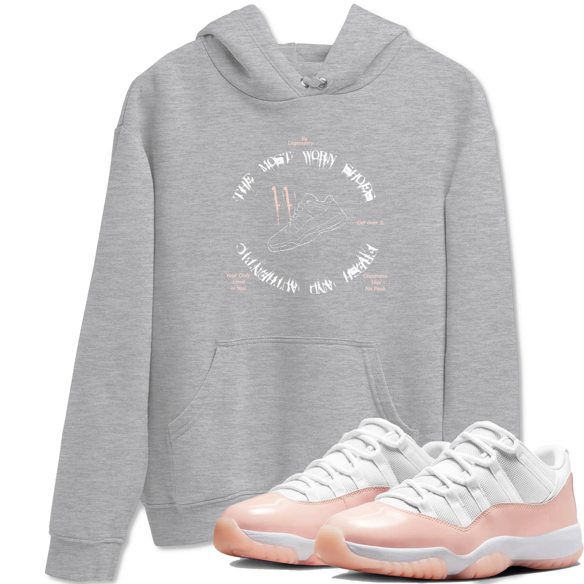 11s Legend Pink shirts to match jordans The Most Worn Shoes sneaker match tees Air Jordan 11 Legend Pink SNRT Sneaker Tees streetwear brand Heather Grey 1 unisex cotton tee