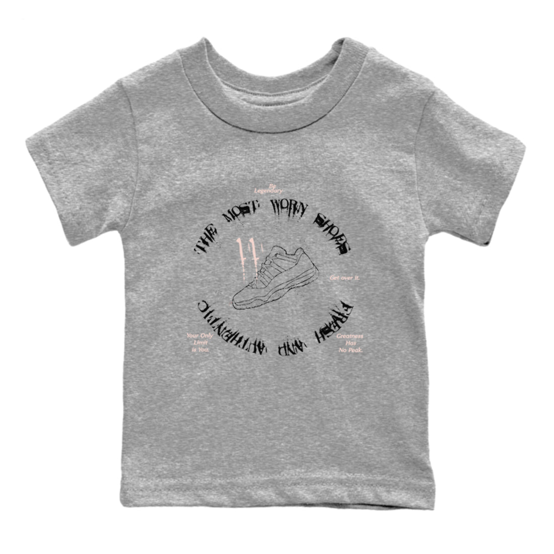 11s Legend Pink shirts to match jordans The Most Worn Shoes sneaker match tees Air Jordan 11 Legend Pink SNRT Sneaker Tees streetwear brand Baby and Youth Heather Grey 2 cotton tee
