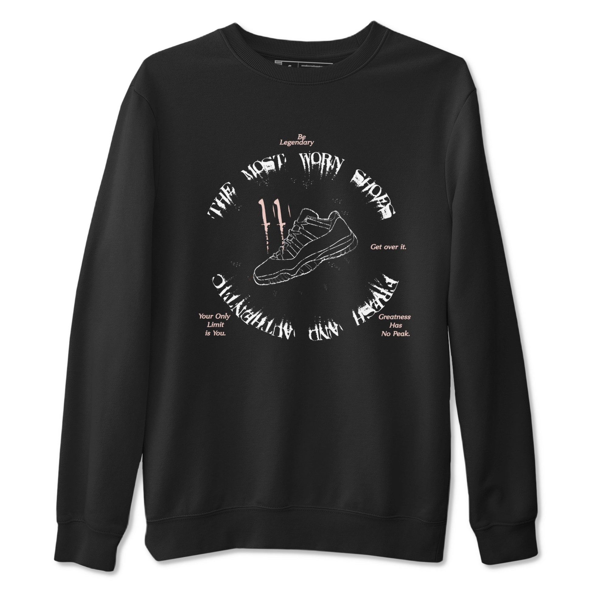 11s Legend Pink shirts to match jordans The Most Worn Shoes sneaker match tees Air Jordan 11 Legend Pink SNRT Sneaker Tees streetwear brand Black 2 unisex cotton tee