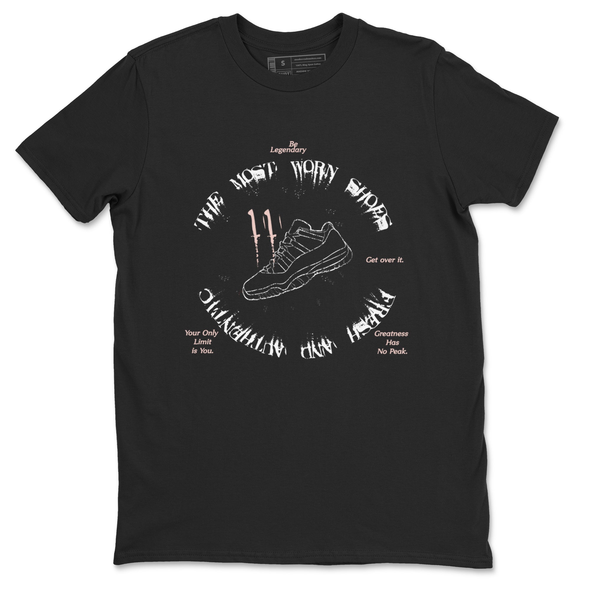 11s Legend Pink shirts to match jordans The Most Worn Shoes sneaker match tees Air Jordan 11 Legend Pink SNRT Sneaker Tees streetwear brand Black 2 unisex cotton tee