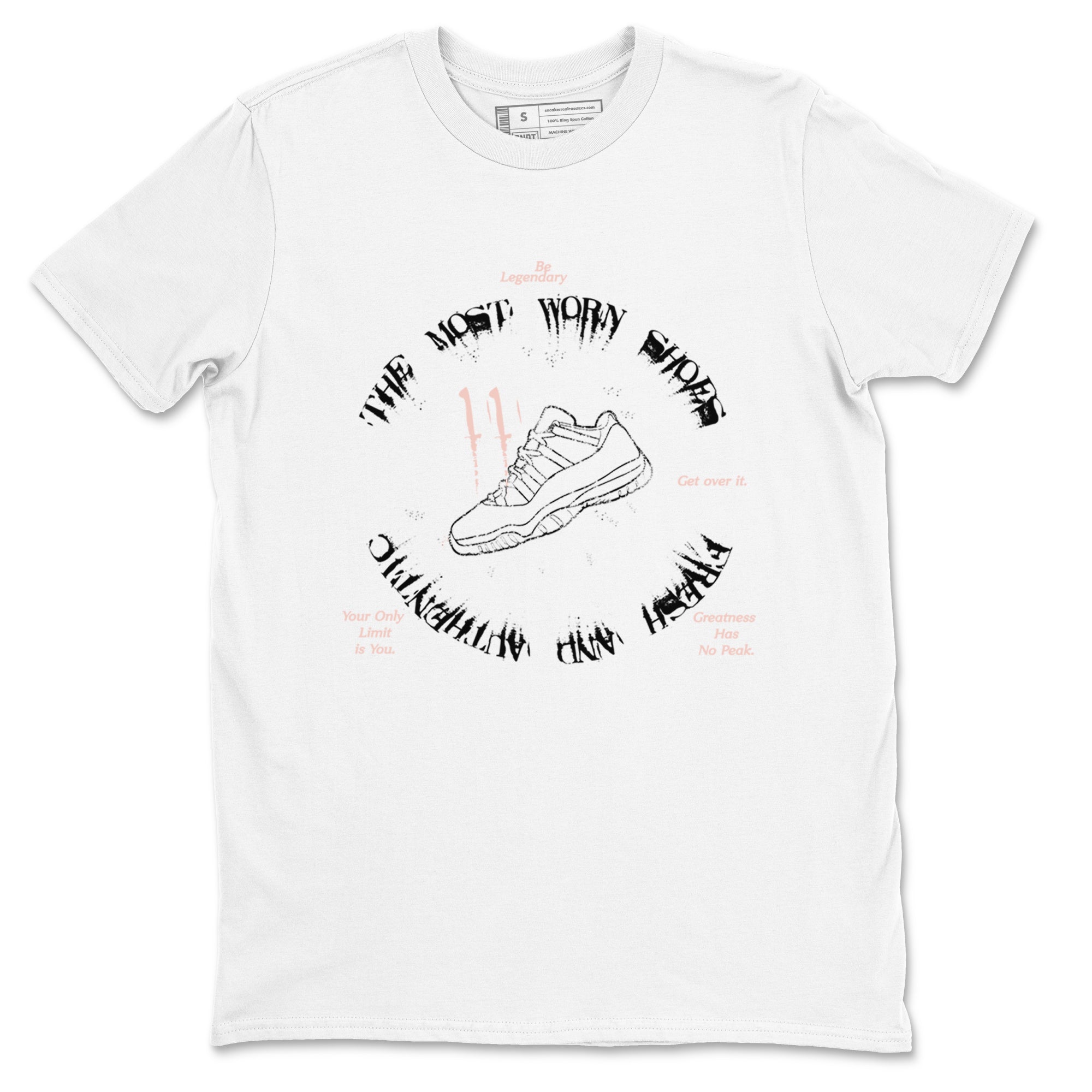 11s Legend Pink shirts to match jordans The Most Worn Shoes sneaker match tees Air Jordan 11 Legend Pink SNRT Sneaker Tees streetwear brand White 2 unisex cotton tee
