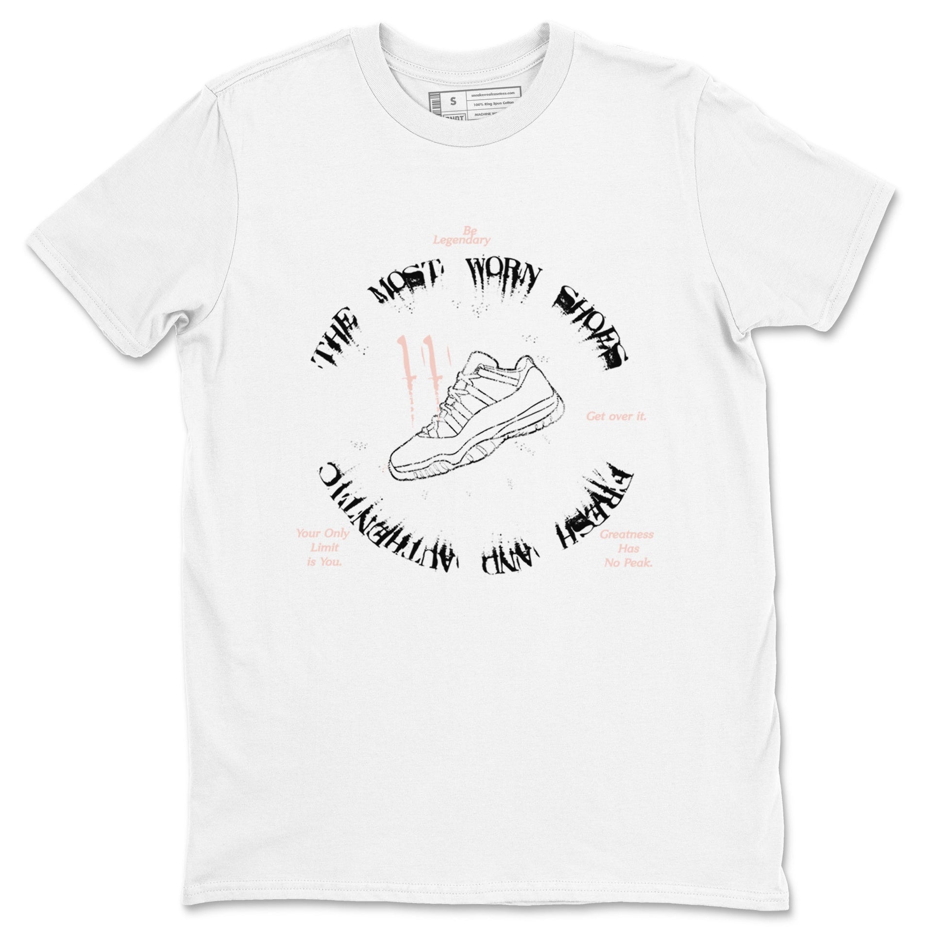 11s Legend Pink shirts to match jordans The Most Worn Shoes sneaker match tees Air Jordan 11 Legend Pink SNRT Sneaker Tees streetwear brand White 2 unisex cotton tee
