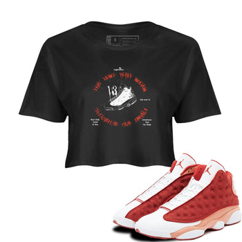 13s Dune Red shirts to match jordans The Most Worn Shoes sneaker match tees Air Jordan 13 Dune Red SNRT Sneaker Tees streetwear brand Black 1 crop tee