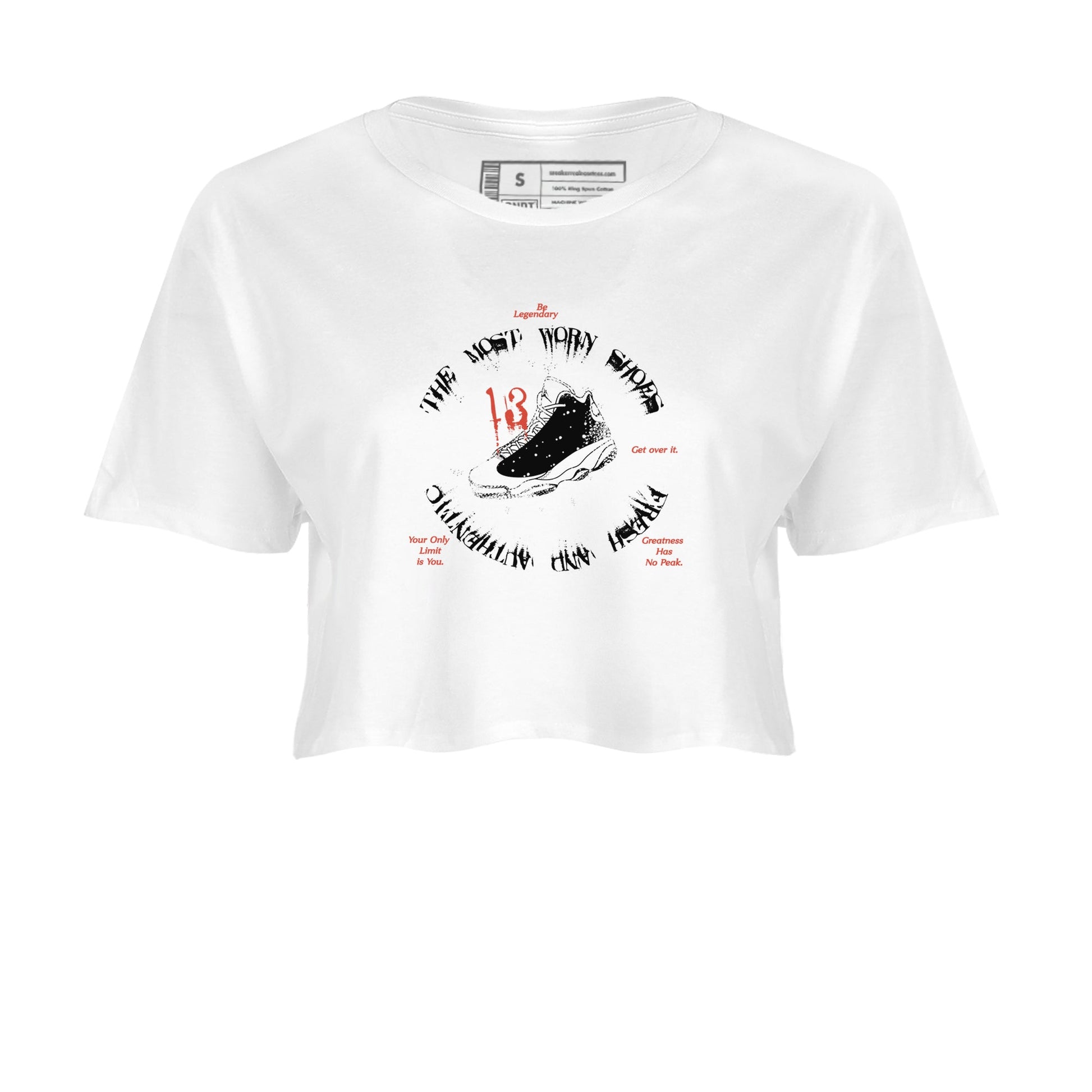 13s Dune Red shirts to match jordans The Most Worn Shoes sneaker match tees Air Jordan 13 Dune Red SNRT Sneaker Tees streetwear brand White 2 crop tee