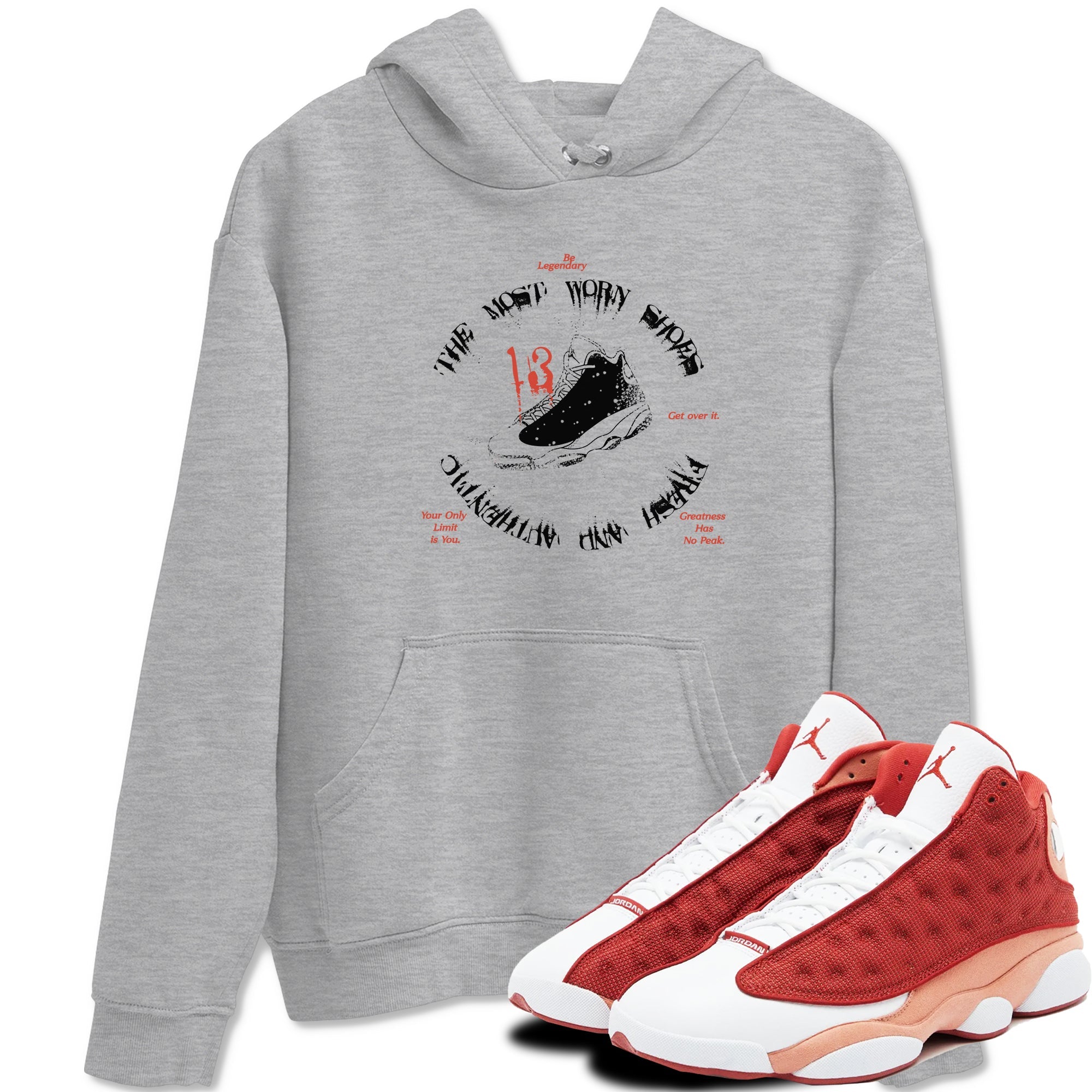 13s Dune Red shirts to match jordans The Most Worn Shoes sneaker match tees Air Jordan 13 Dune Red SNRT Sneaker Tees streetwear brand Heather Grey 1 unisex cotton tee