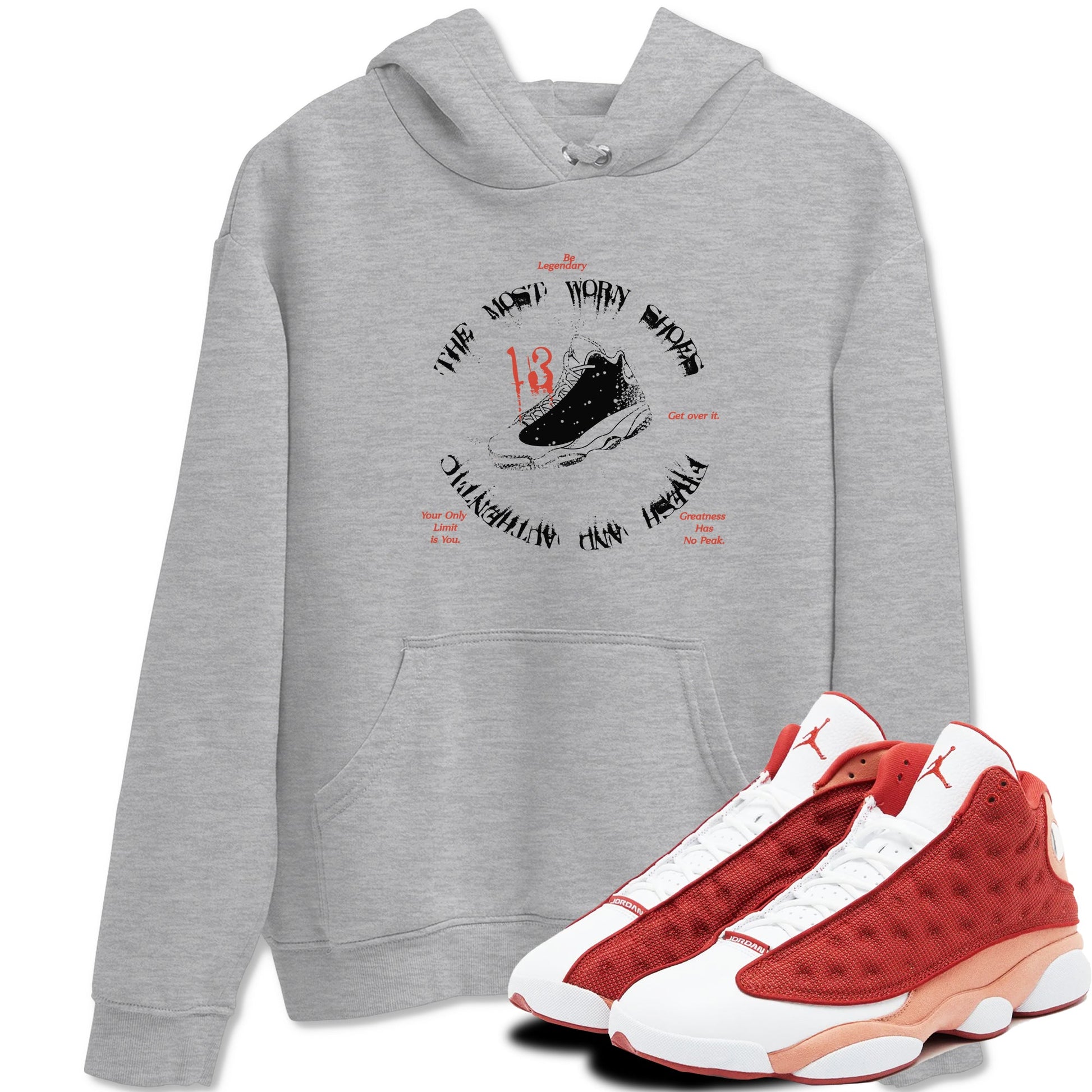 13s Dune Red shirts to match jordans The Most Worn Shoes sneaker match tees Air Jordan 13 Dune Red SNRT Sneaker Tees streetwear brand Heather Grey 1 unisex cotton tee