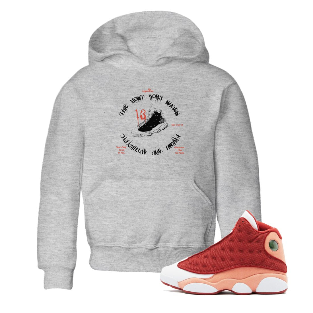 13s Dune Red shirts to match jordans The Most Worn Shoes sneaker match tees Air Jordan 13 Dune Red SNRT Sneaker Tees streetwear brand Baby and Youth Heather Grey 1 cotton tee